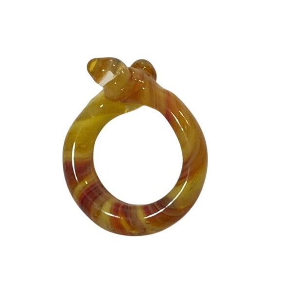 Handcrafted Art Glass Ring and Pendant With Swirled Yellow & Orange Design - Picture 4 of 6